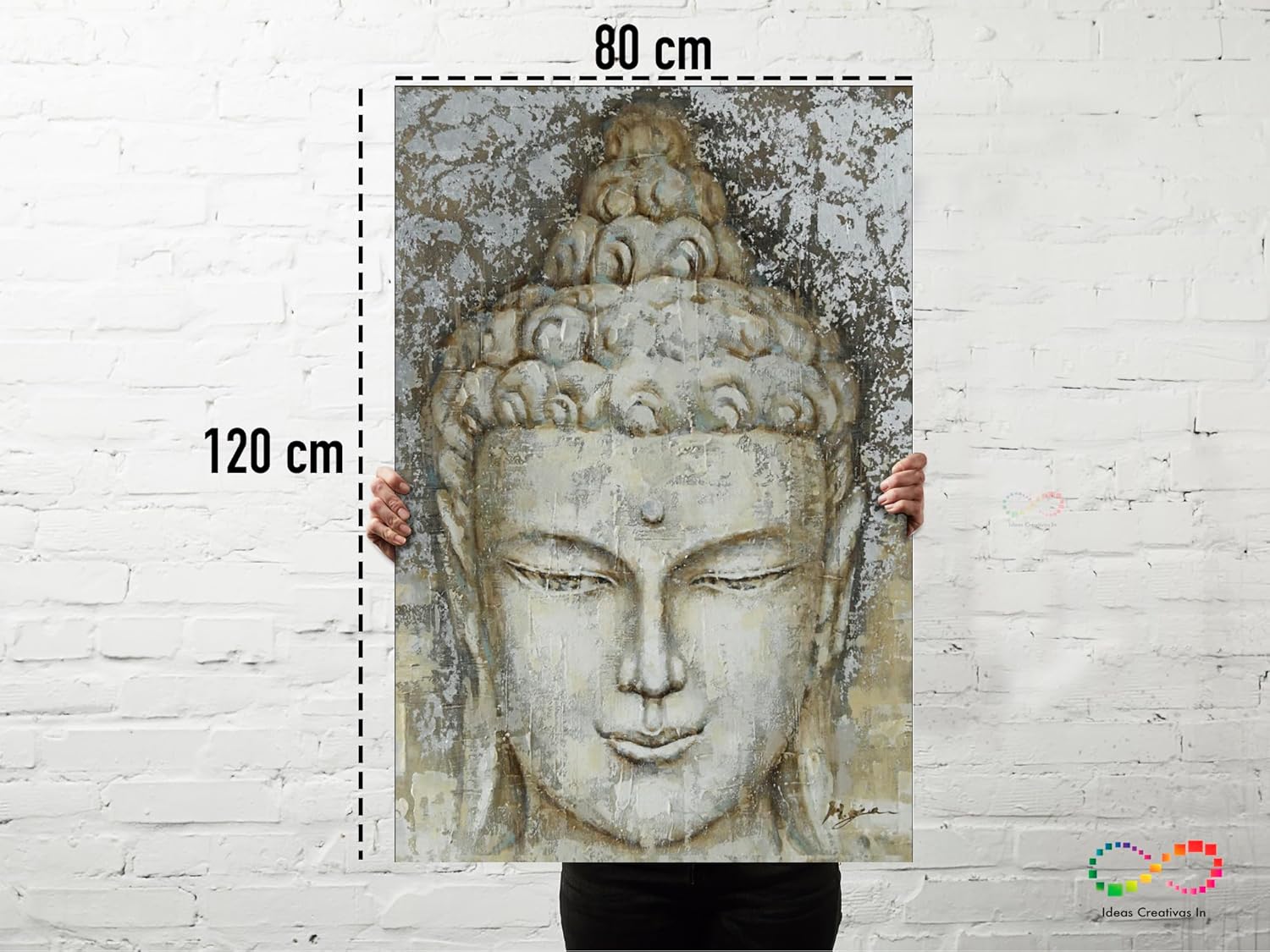 Ideas Creativas In-Cuadro Decorativo Canvas Para Sala Recamara o comedor Rosto Buda Piedra-Canvas-80 x 120 cm - Imagen 6