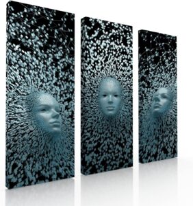 Ideas Creativas In-Set de 3 Cuadros Decorativos Modernos Canvas Rostro 3D-Minimalistas-Decoracion...