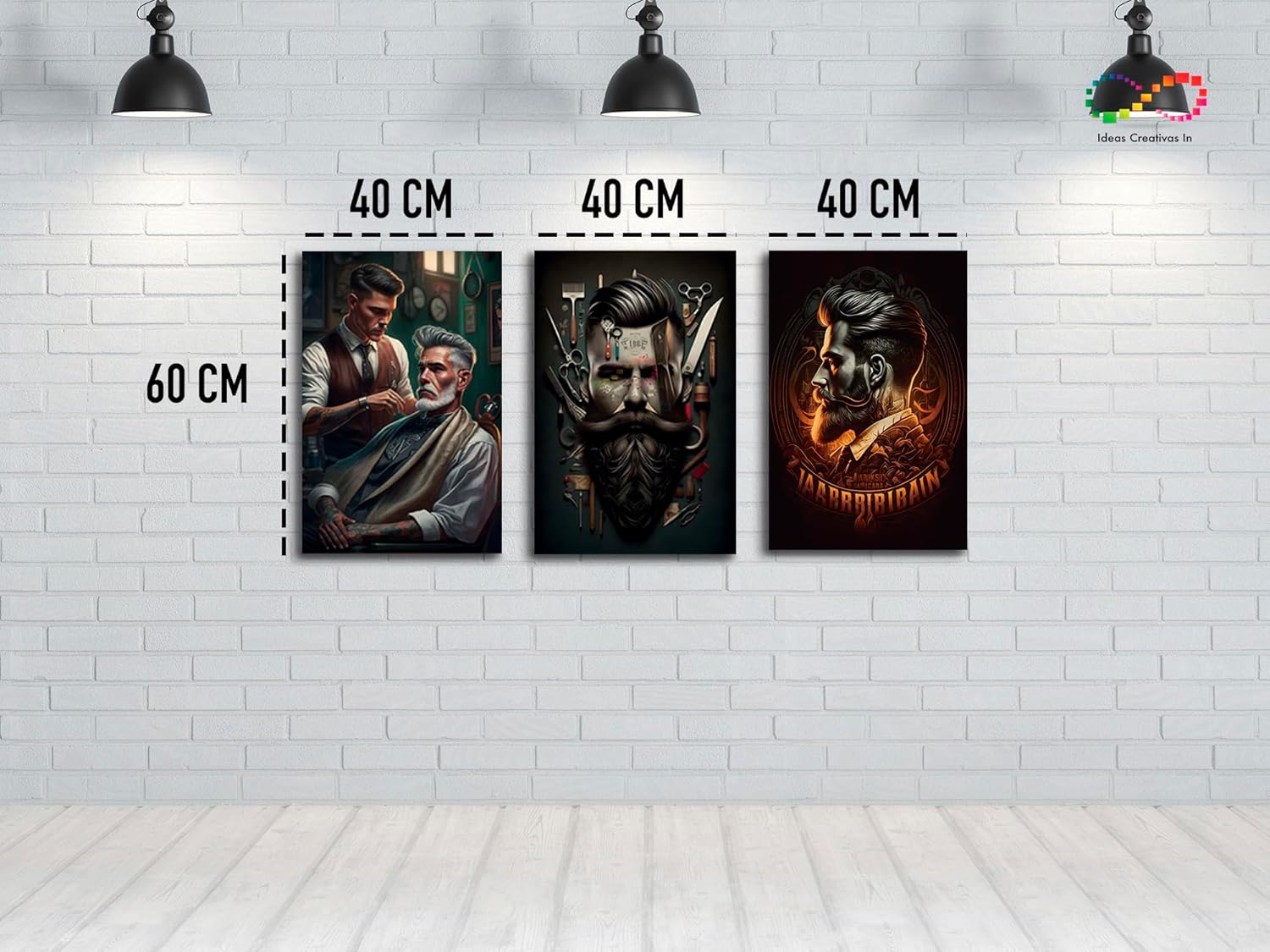 Ideas creativas In-Cuadro Decorativo Moderno Para Barberia o Peluqueria Juego de 3 Cuadros- Cuadros Modernos- Canvas-Hombres Con Barba- 3 pz 40 x 60 cm - Imagen 5