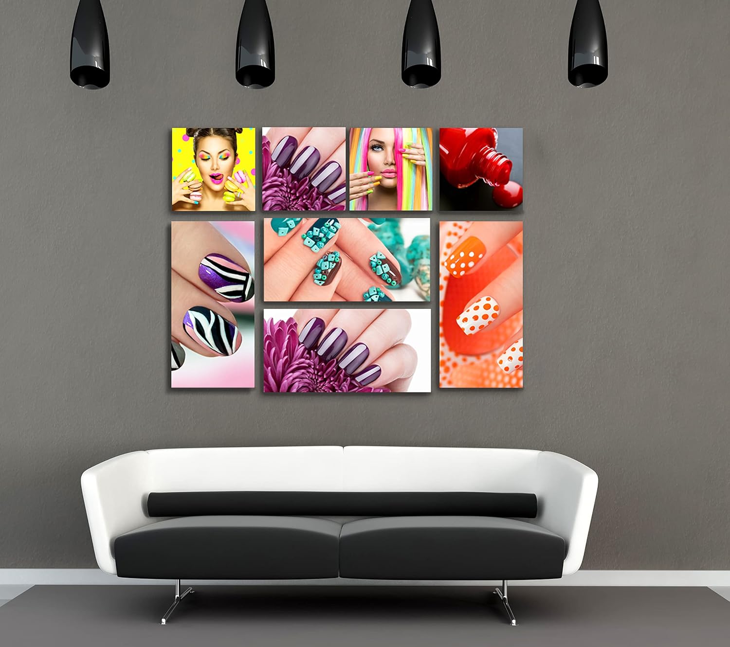 Ideas creativas In Set de 8 Cuadro Decorativos Para Estetica o Spa Uñas Mix-Canvas Modernos - Imagen 4