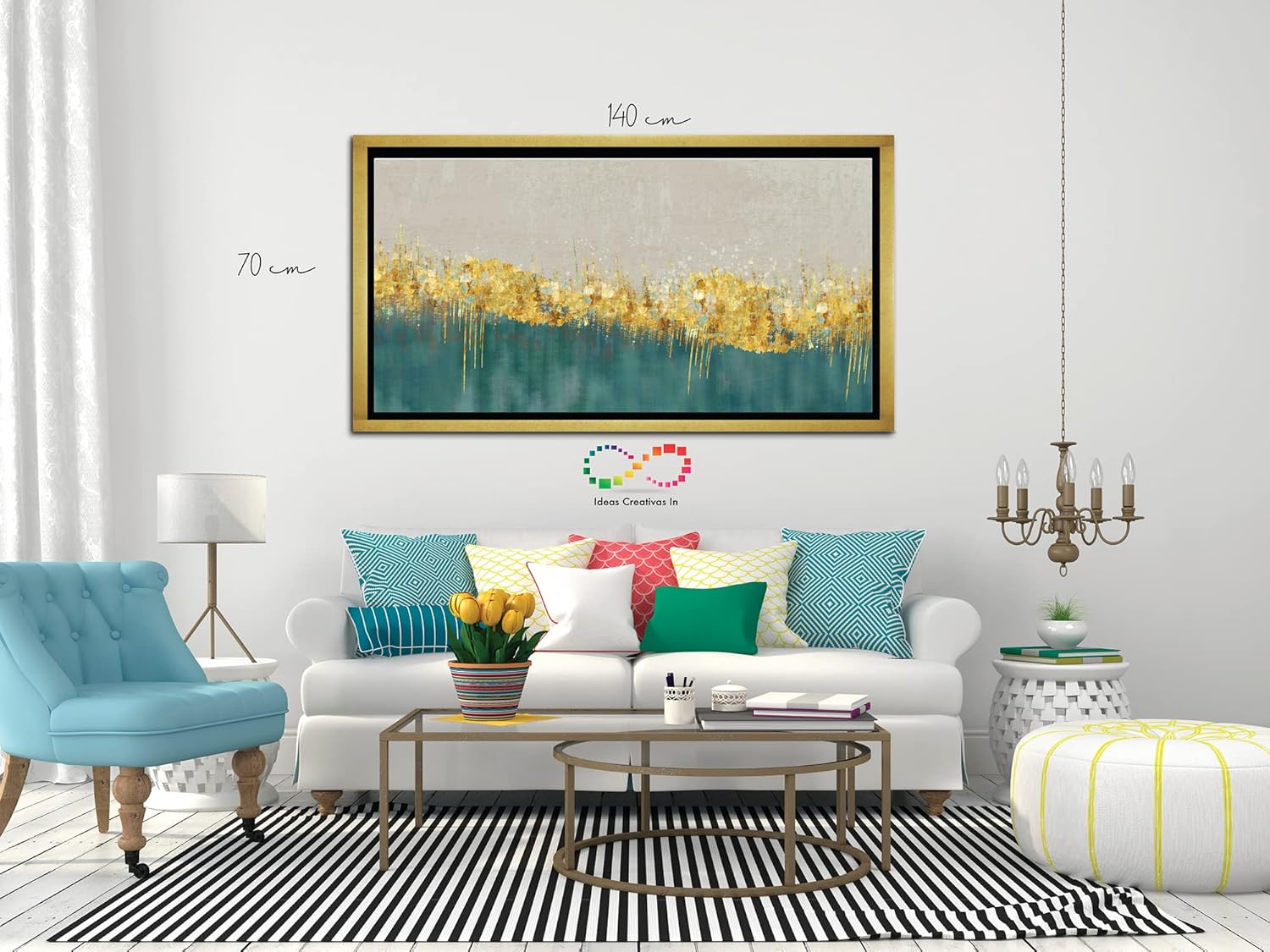 Cuadro Decorativo Abstracto Sublimado en TelaVerde Oro - Imagen 5
