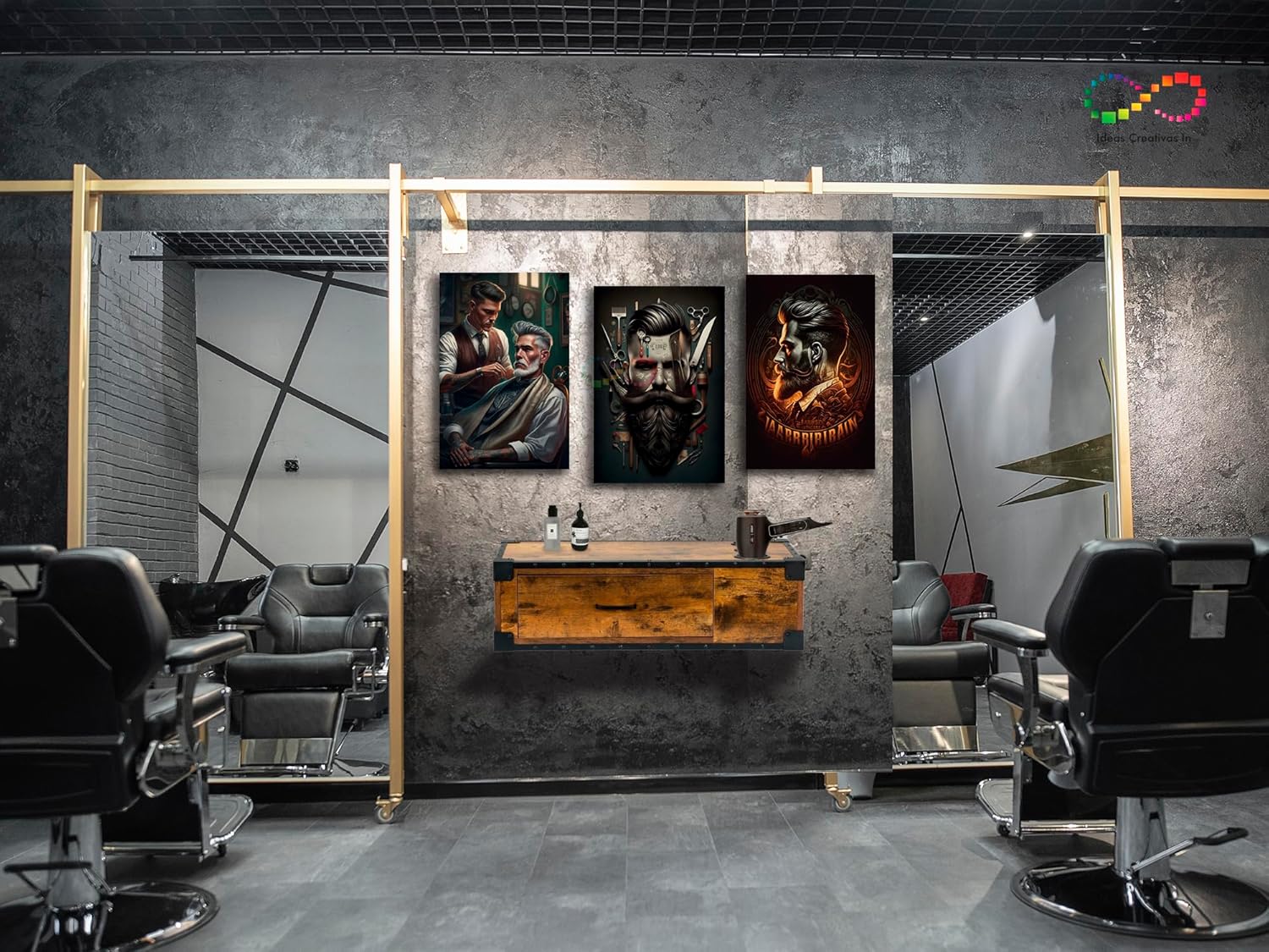 Ideas creativas In-Cuadro Decorativo Moderno Para Barberia o Peluqueria Juego de 3 Cuadros- Cuadros Modernos- Canvas-Hombres Con Barba- 3 pz 40 x 60 cm - Imagen 2