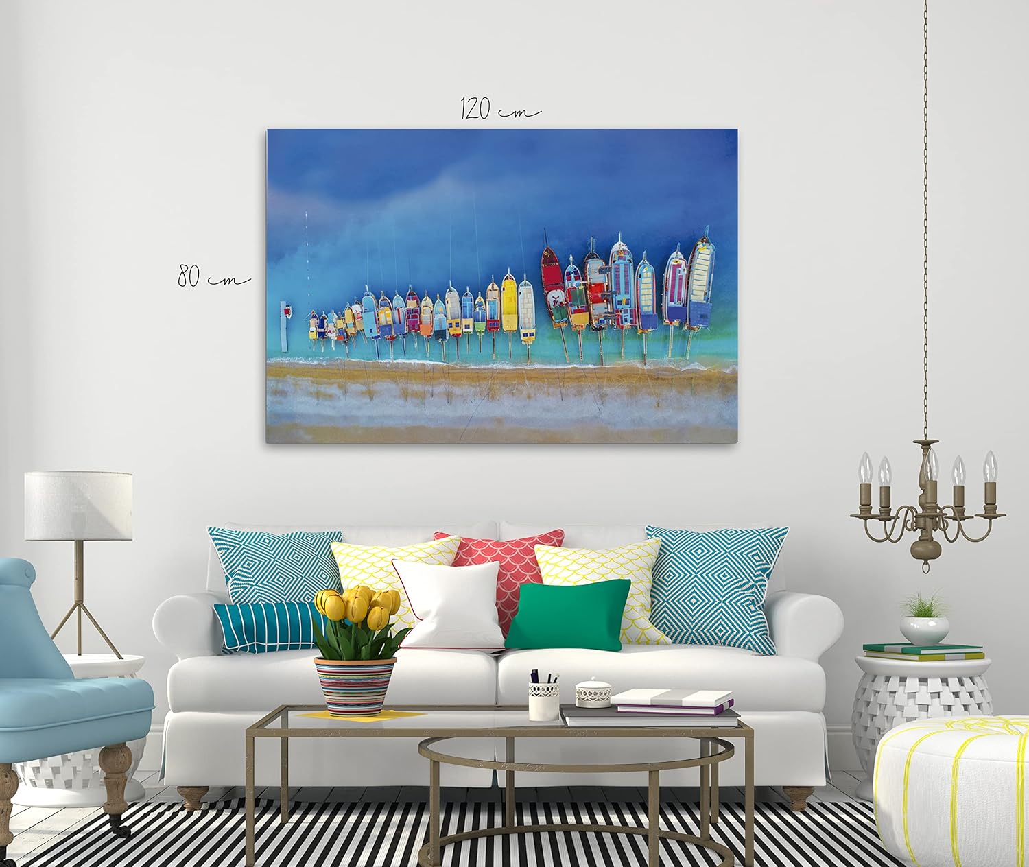Cuadro Decorativo Moderno Para Sala Recamara o Comedor Barcos de Color - Imagen 2