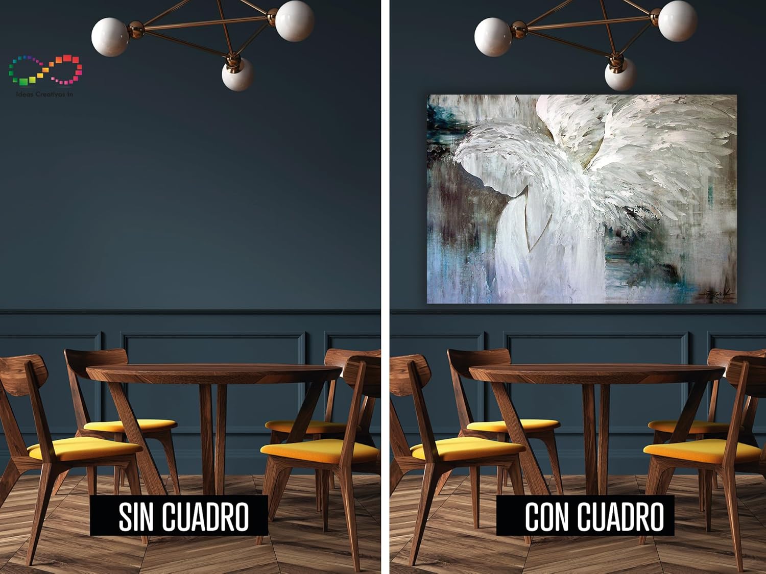 Ideas Creativas In - Cuadro Decorativo Moderno Para Salas- Recamara- Oficina-Comedor -Angel De la Guarda Protector-Abstracto- Tela Canvas - Imagen 8