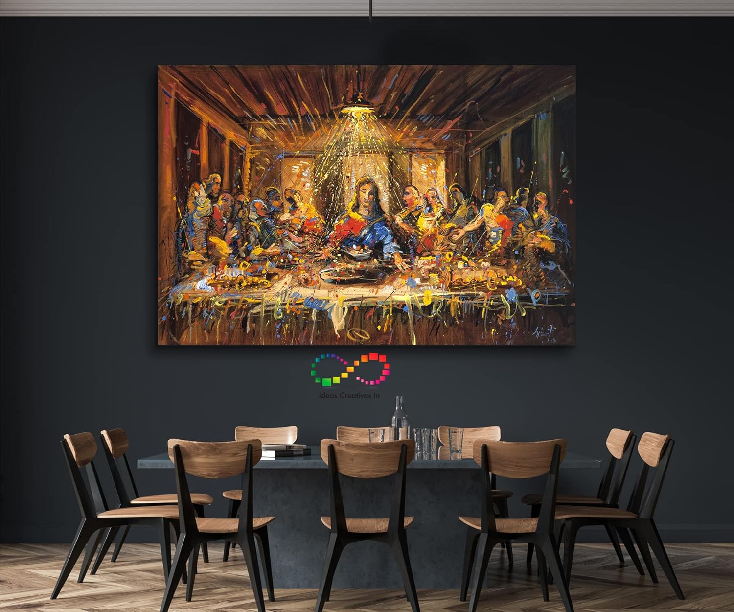 Cuadro Decorativo Sublimado En Tela Ultima Cena Colorida - Imagen 2