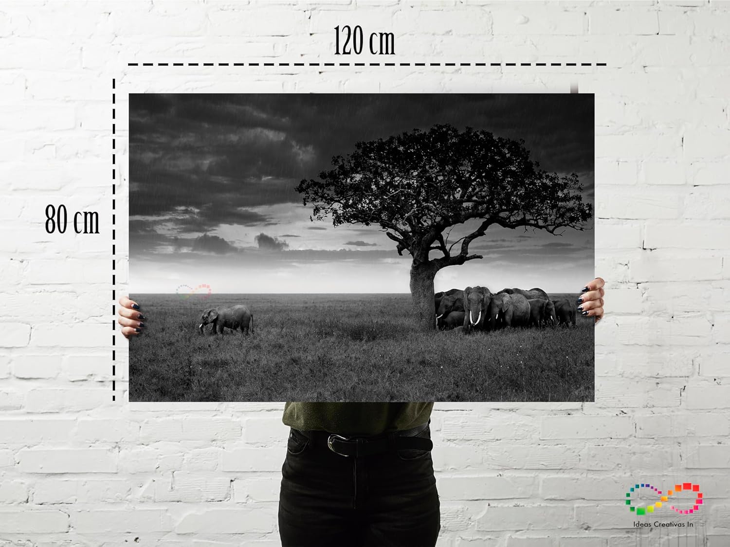 Ideas Creativas In - Elefantes En La Lluvia - Canvas Moderno - Elefantes Blanco Y Negro - Paisaje - Decorativo Para Sala O Recamara - Imagen 6