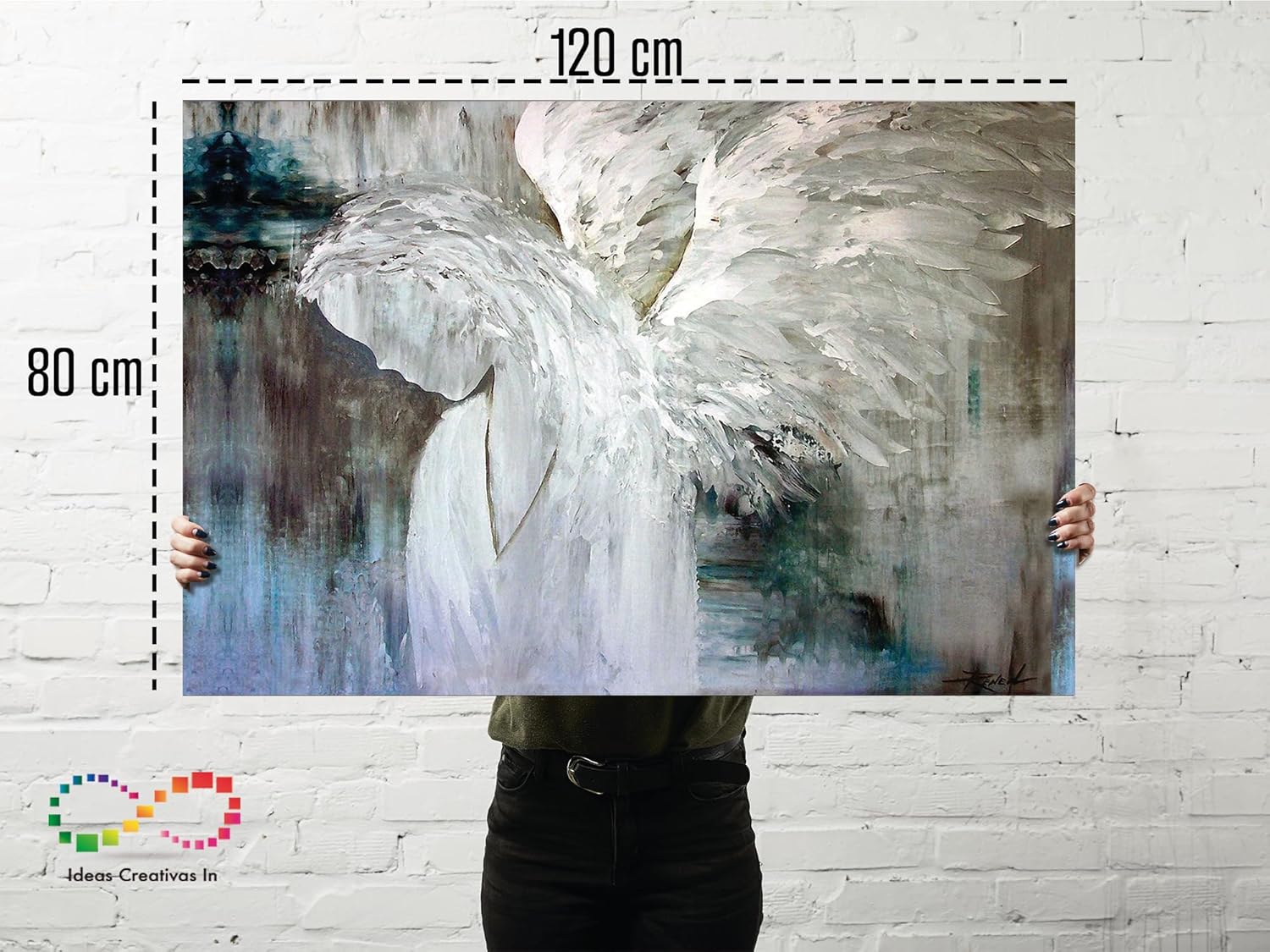 Ideas Creativas In - Cuadro Decorativo Moderno Para Salas- Recamara- Oficina-Comedor -Angel De la Guarda Protector-Abstracto- Tela Canvas - Imagen 5