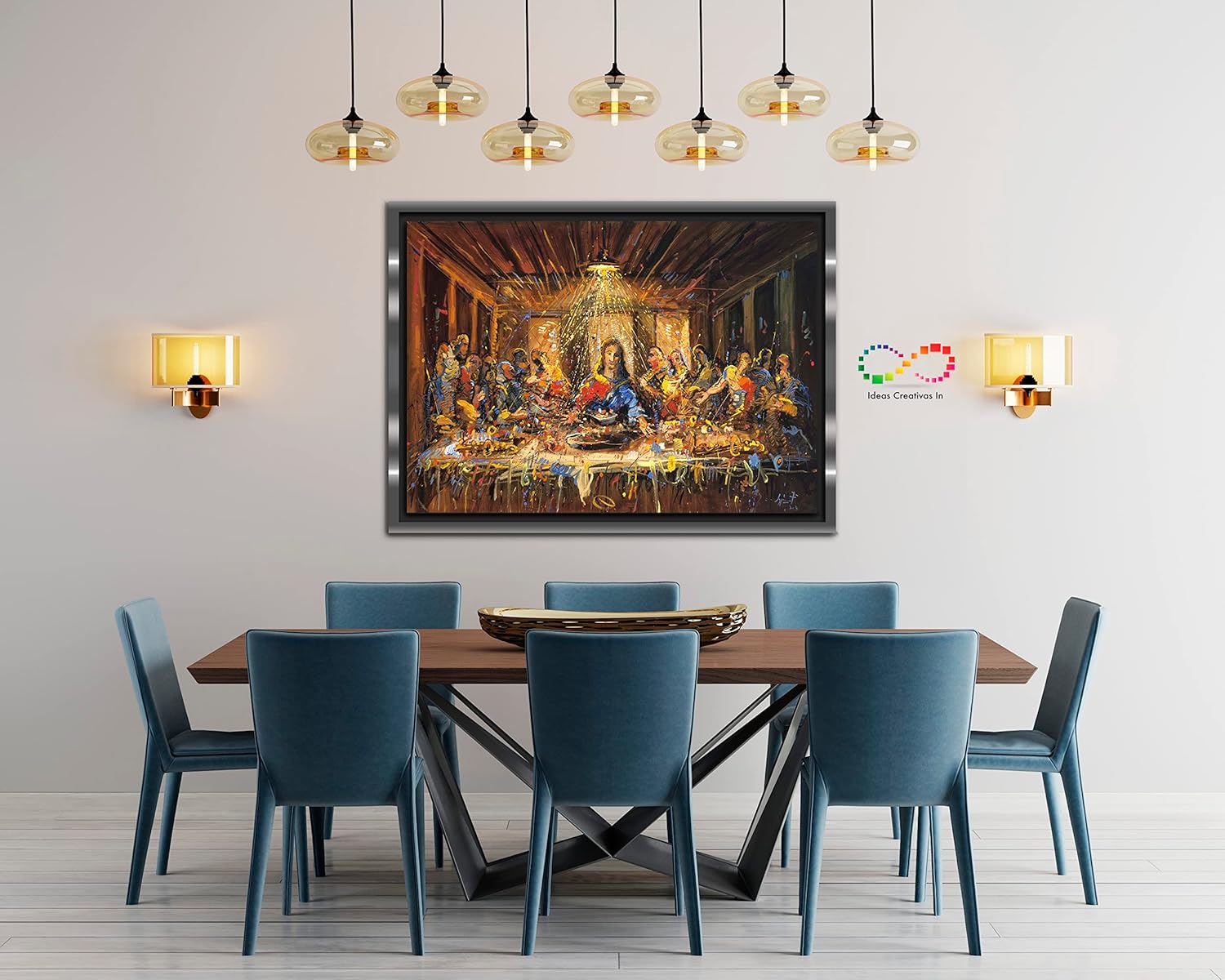 Cuadro Decorativo Sublimado En Tela Ultima Cena Colorida - Imagen 3