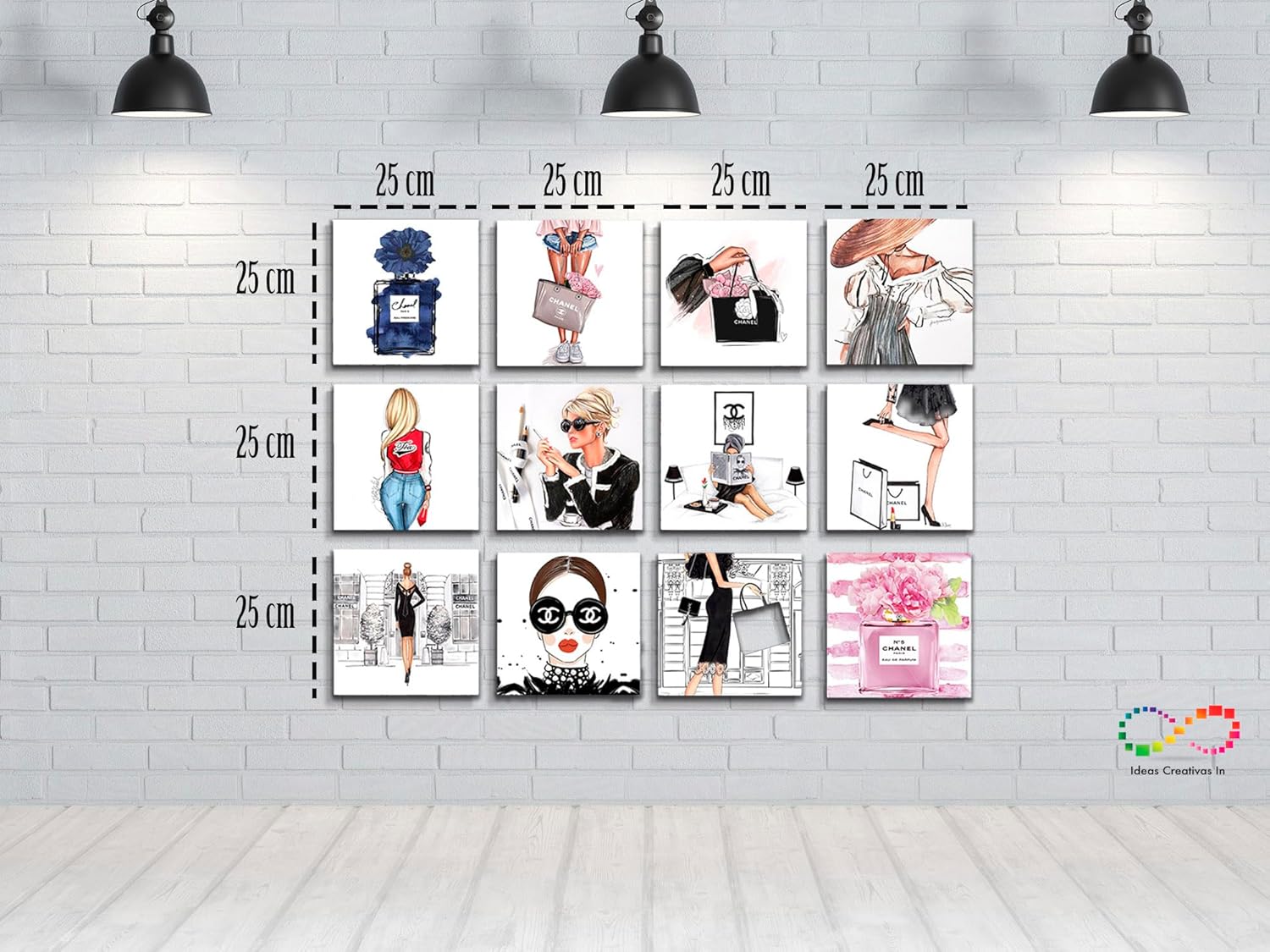 Ideas Creativas in-Set de 12 Cuadros Decorativos Para Recamara Fashion- Decoracion Moderna- Canvas-Tipo Galeria - Imagen 4