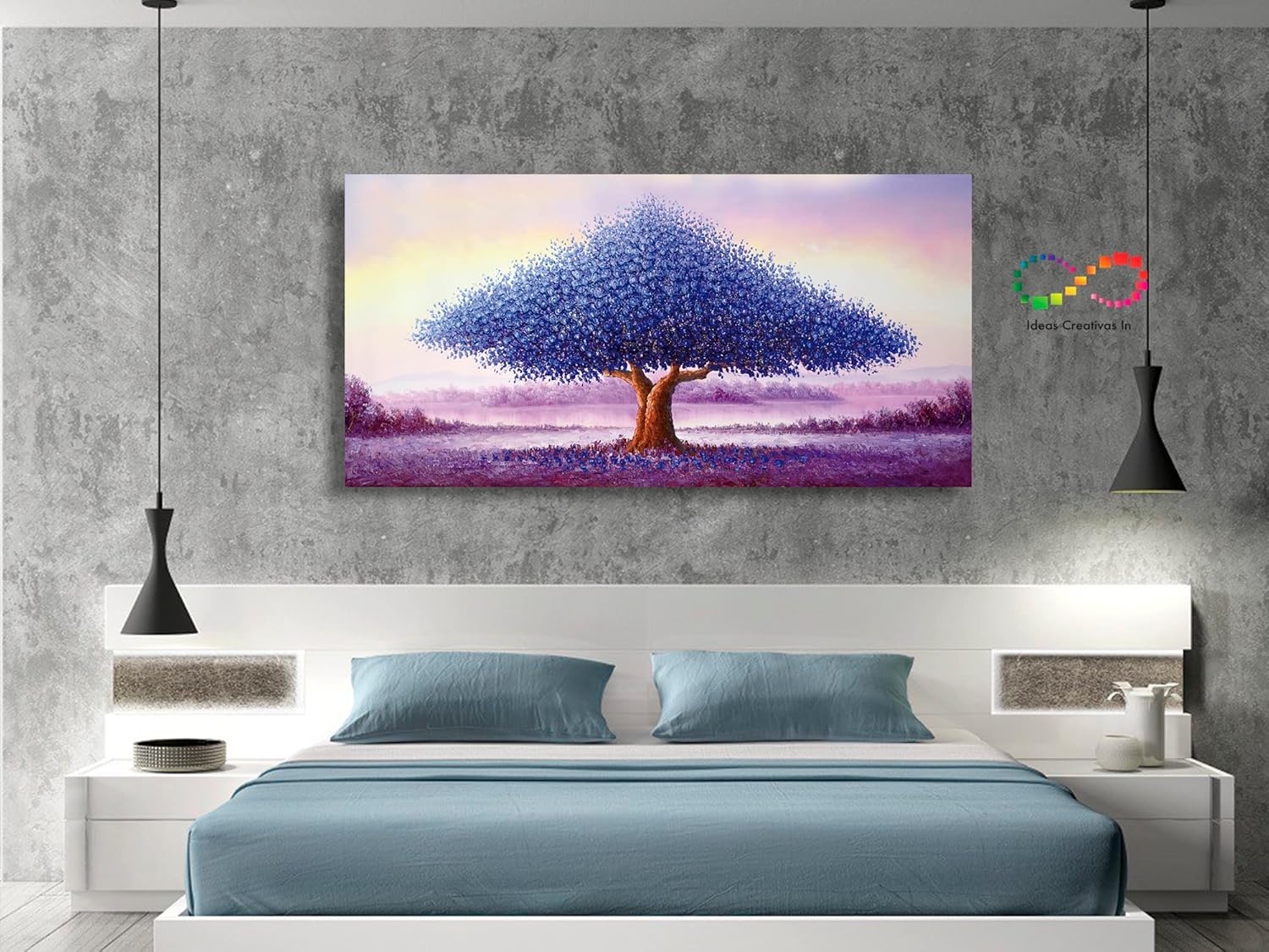 Cuadro Decorativo Figurativo Sublimado en Tela Arbol Morado - Imagen 2