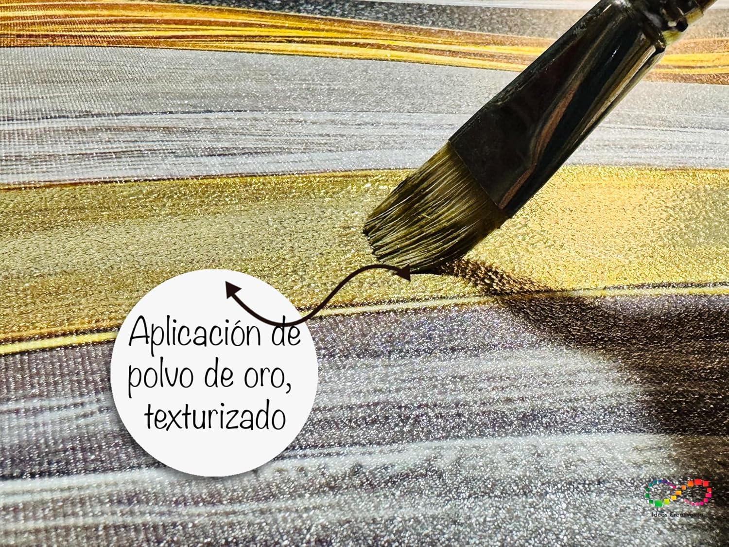 Ideas Creativas In Set de 3 Cuadros Decorativos Canvas Lienzo Impresión Arte Abstracto Negro Gris Con Textura Oro Polioleo Diferentes Tamaños Medidas Disponibles Decoración Para Interiores Cuadros Minimalistas Modernos Cuadro Para Sala Comedor Recámara Oficina Cocina Calidad Premium - Imagen 3