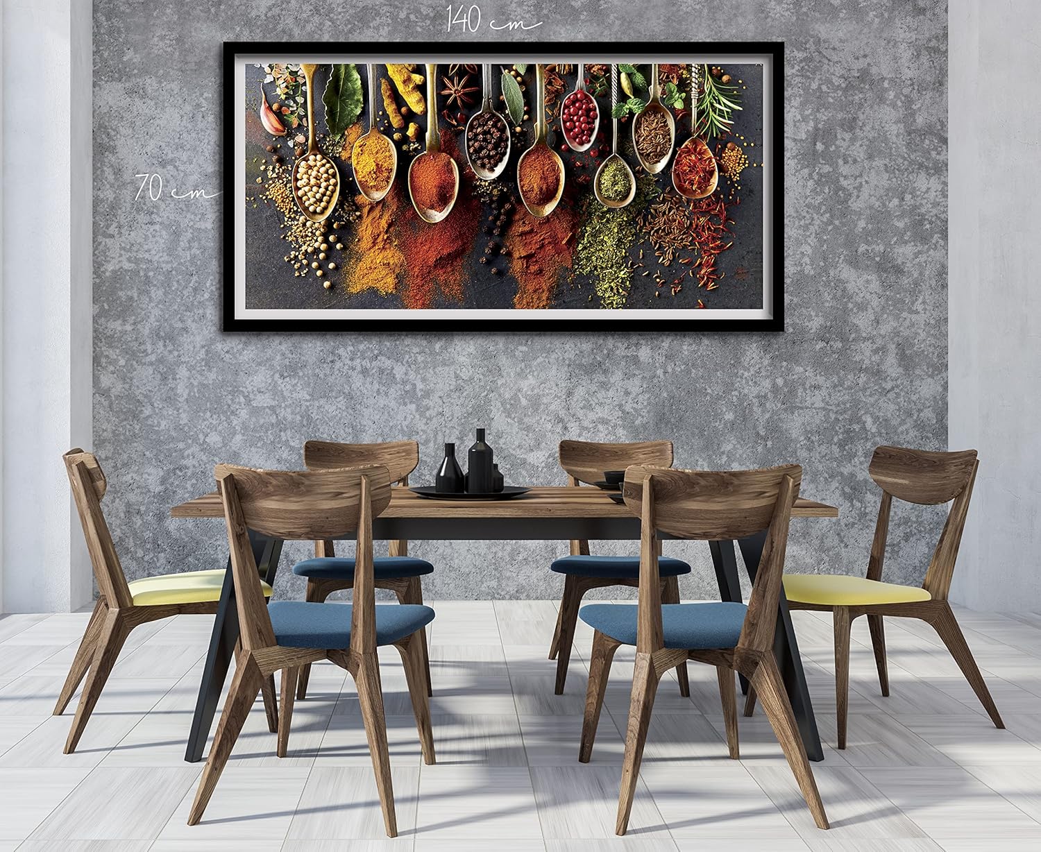 Cuadro Decorativo Para Cocina o Comedor Especias Con Marco Flotante - Imagen 2