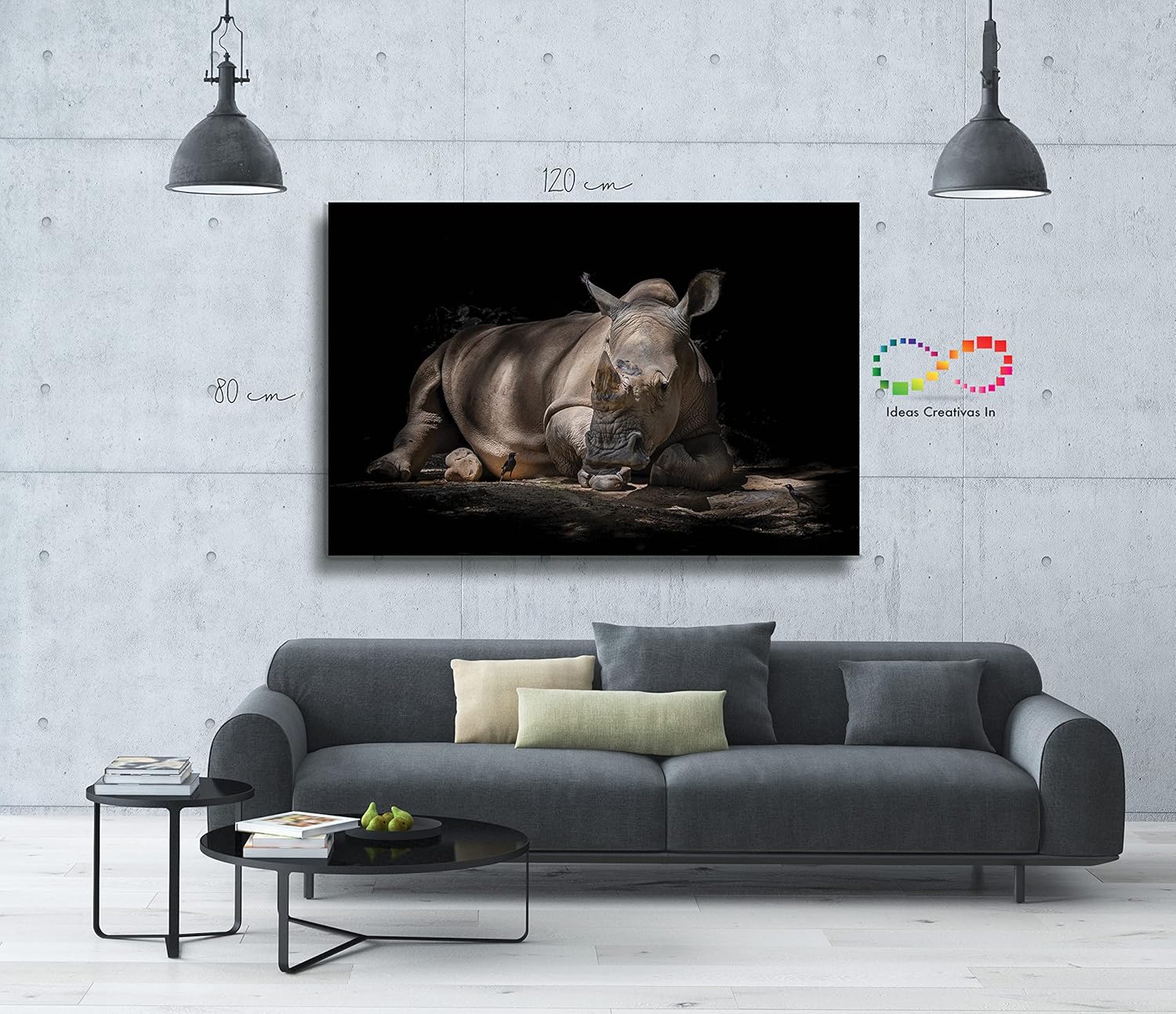 Cuadro Decorativo Moderno Para Sala o Recamara, Rinoceronte Fuerza Poder- Decoracion Sala- Ideas Creativas In - Imagen 2