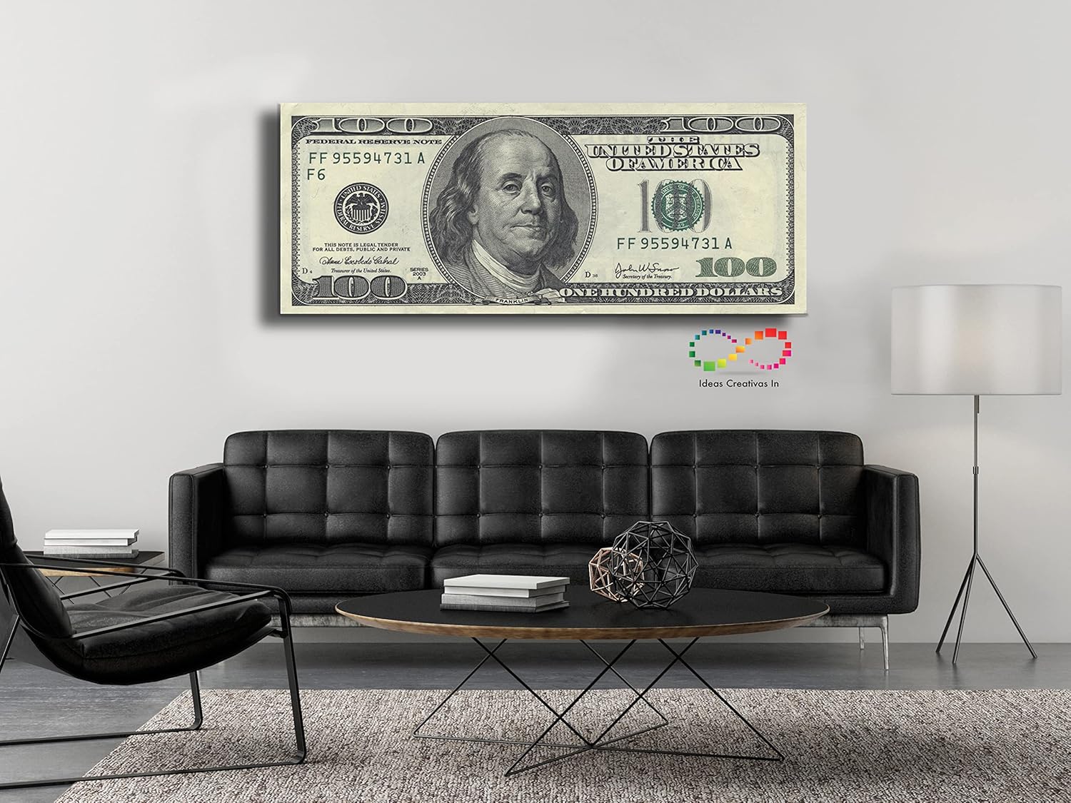 Cuadro Decorativo Sublimado en Tela Billete Verde - Imagen 5