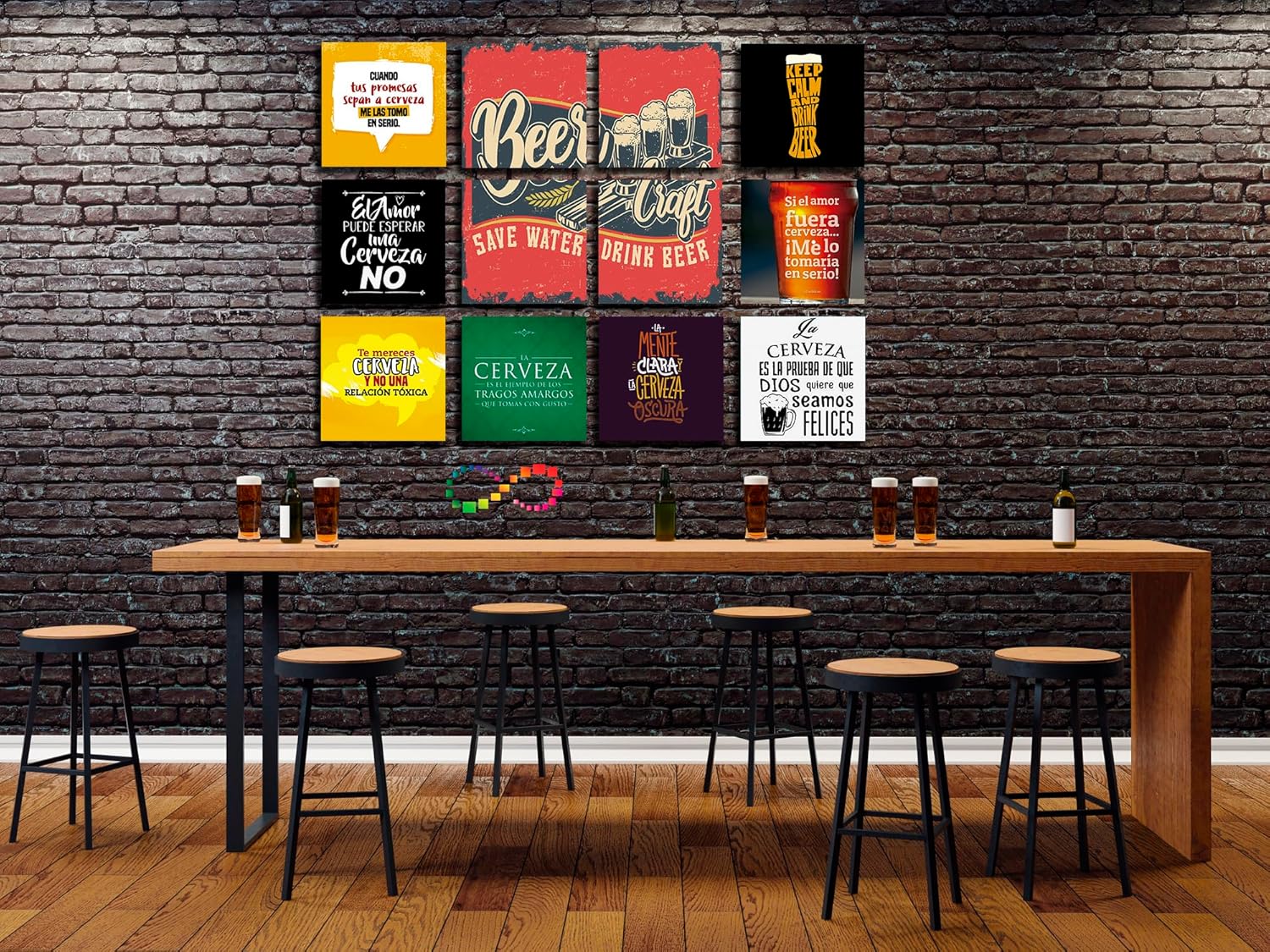 Ideas Creativas in Set de 12 Cuadros Decorativos Para Bar o Cantina Frases de Cerveza-Canvas - Imagen 7