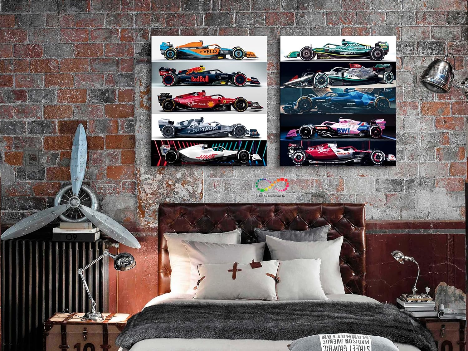 Ideas creativas In- Set de 2 Cuadros Decorativos Para Sala Recamara Comedor oficina Automovilismo Formula-Equipo-Moderno- 164 x 90 cm - Imagen 2