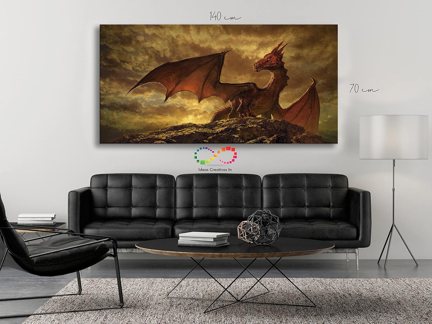 Cuadro Decorativo Sublimado en Tela Dragon Rojo - Imagen 5
